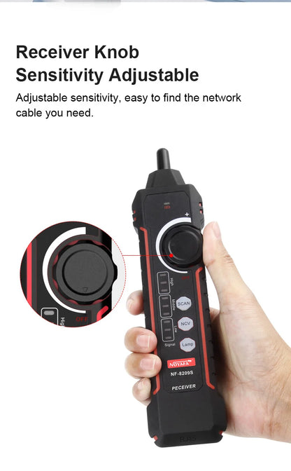 Rastreador Cable Red Noyafa NF-8209S - Tester LAN (Mide Longitud, Wiremap) con Display LCD