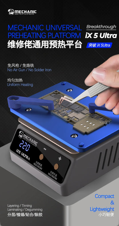 MECHANIC ix5 Ultra Heating Platform Preheating Layering for Motherboard Layering Tin Planting Glue Removal Heating Table tool
