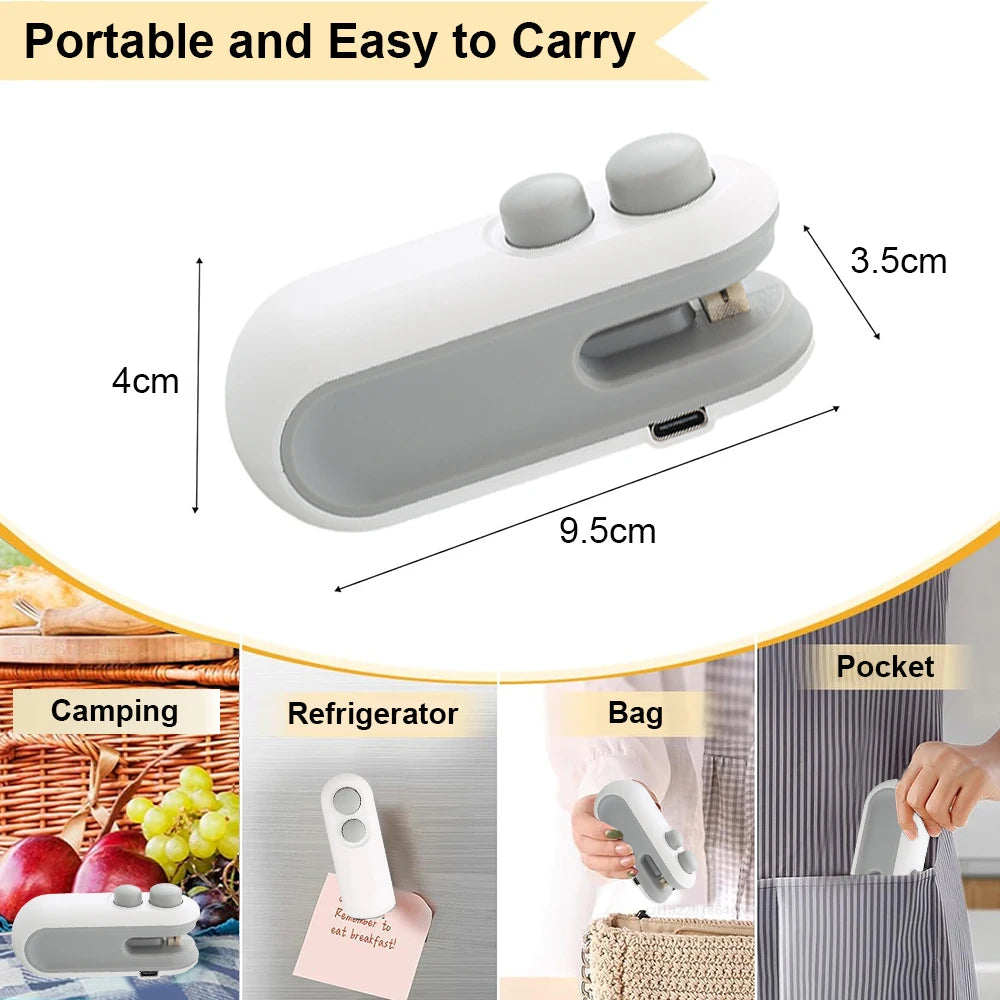 Mini Selladora Térmica Portátil para Bolsas Plásticas Alimentos (Clip Sellador Manual Embalaje)