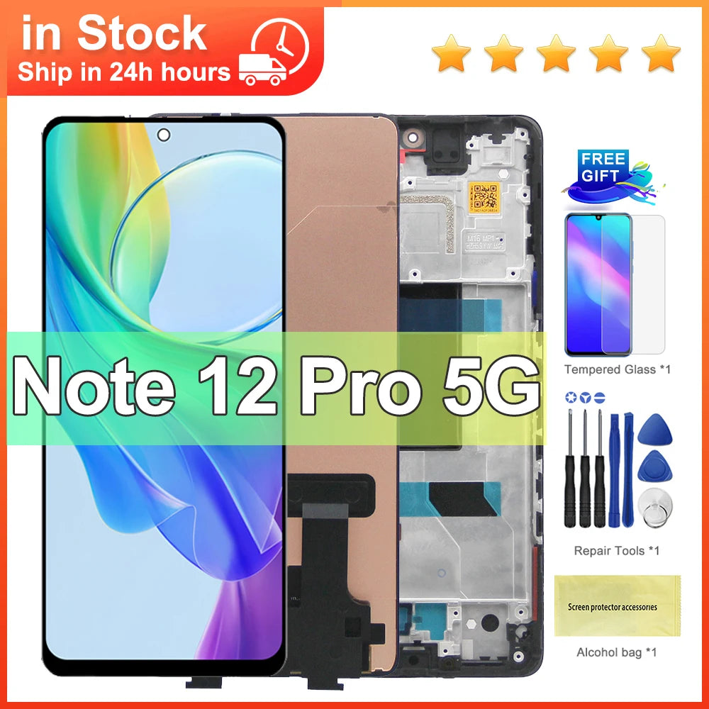 Pantalla AMOLED con Marco y Digitalizador Táctil para Xiaomi Redmi Note 12 Pro 5G (22101316C) (Reemplazo)