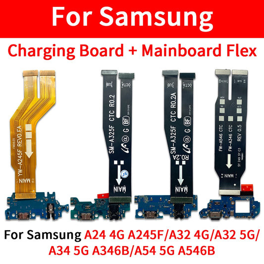 Placa Puerto Carga Rápida USB con Flex para Placa Principal Samsung Galaxy A24/A32 4G/A34/A54 5G