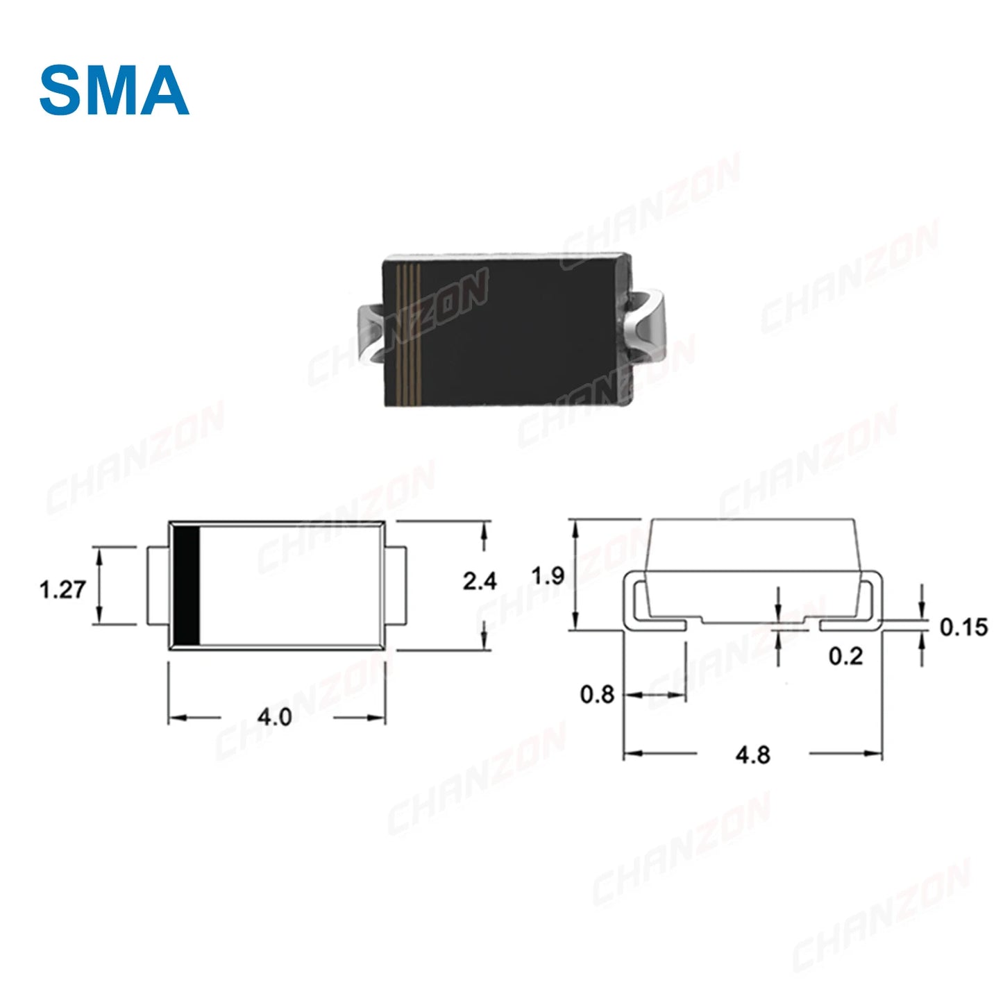 Diodo Rectificador Recuperación Ultra Rápida US1J/US1M SMA 1A 600V/1000V - Lote 50/75ns