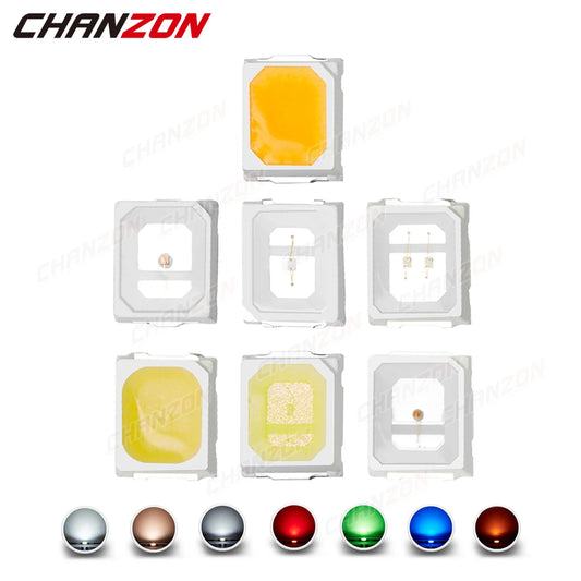 100Pcs 2835 SMD LED Diode Chip Cool Warm White Red Green Blue Yellow 0.2W 0.5W 2V 3V Small DIY SMT PCB Lamp Light Beads Emitting