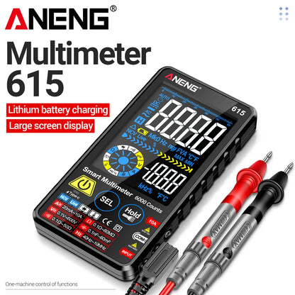 Multímetro Digital Inteligente ANENG AN-615 - Táctil Recargable (6000 Cuentas) Tester Voltaje/Corriente AC/DC