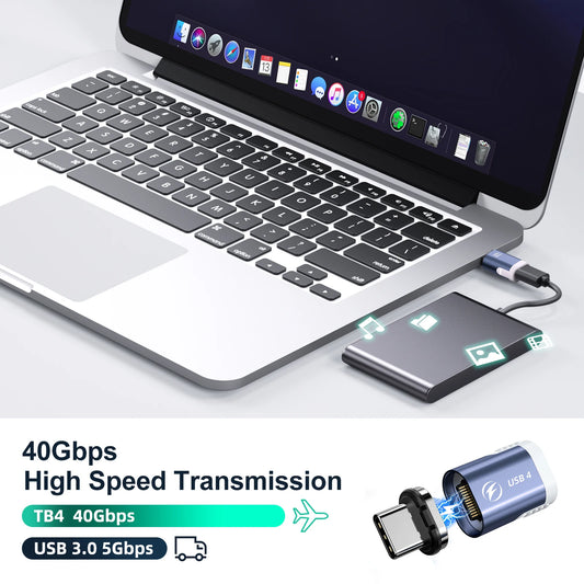 Adaptador Magnético USB-C Fonken 240W 40Gbps 8K@60Hz Video para MacBook Pro/Air y Otros Type-C