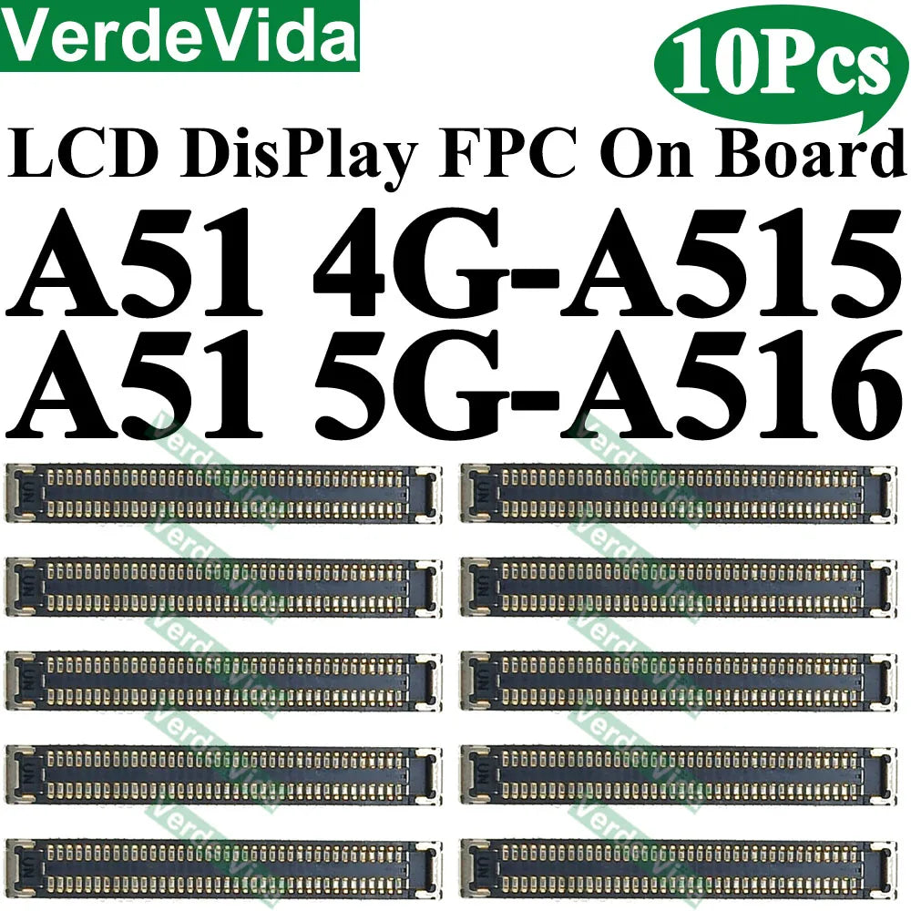 Conector FPC Pantalla LCD en Placa para Samsung Galaxy A10/A20/A21/A30S/A40/A50/A51/A70S / M12/M14/M15/M16 (10 Unidades)