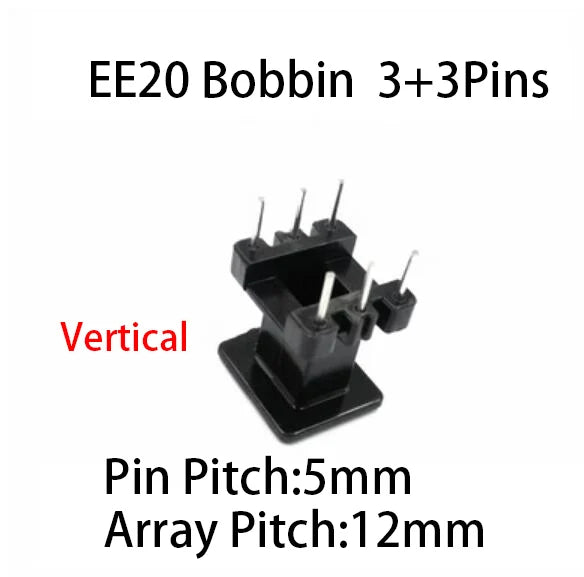 Núcleo Ferrita EE20/EF20 PC40 con Bobina Vertical/Horizontal (6/8/10 Pines)