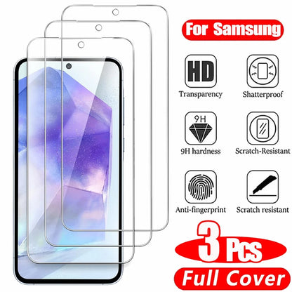 Protector Pantalla Cristal Templado HD para Samsung Galaxy A15/A25/A26/A35/A36/A53-A56 / S21-S25 FE/Plus/Ultra (Pack 3 Unidades)