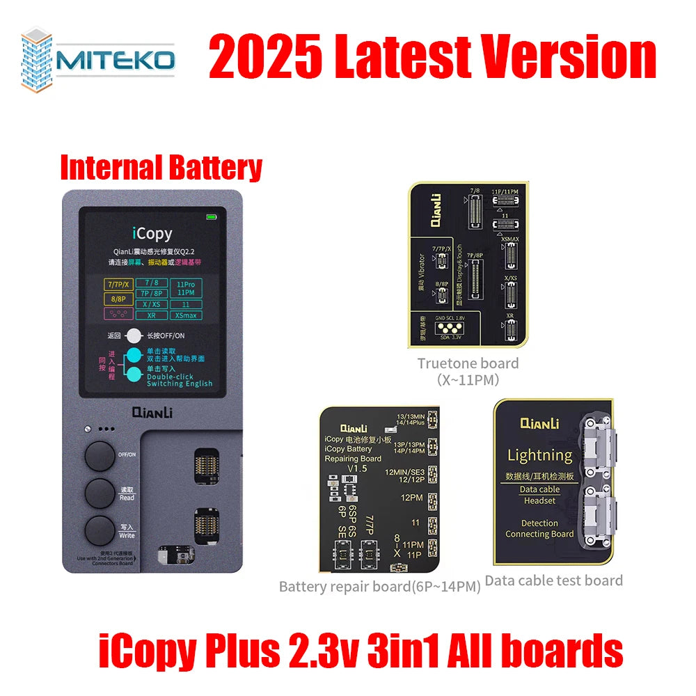 Qianli iCopy Plus 2.3v 2025 LCD Ture Tone Virbrator EEPROM Programmer Battery Testing Board Headset For iPhone 7- 11 12Pro Max