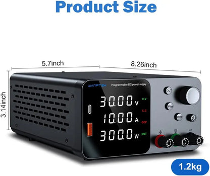 Fuente de Poder Laboratorio WANPTEK DC Ajustable 30V/60V/120V Regulador Voltaje Preajuste V/A (Input 110V/220V)