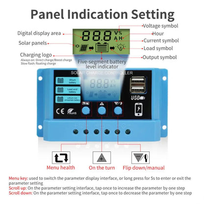 New 10A 20A 30A 12V 24V MPPT Solar Charge Controller 50VDC PV Regulator Colorful Screen For Lithium Lifepo4 GEL Lead Acid