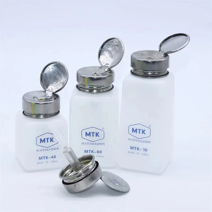 120ML 180ML 250ML Alcohol Bottle With Stainless Steel Cap Mobile Phone Maintenance Cleaning Anti Static Liquid Plastic Container