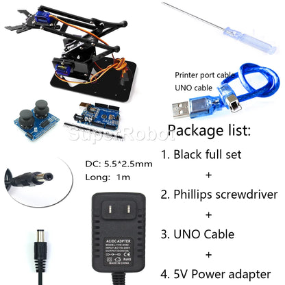 Kit Garra Brazo Robot Manipulador Mecánico Acrílico 4-DOF (Desarmado, para SG90/MG90S) Arduino STEAM