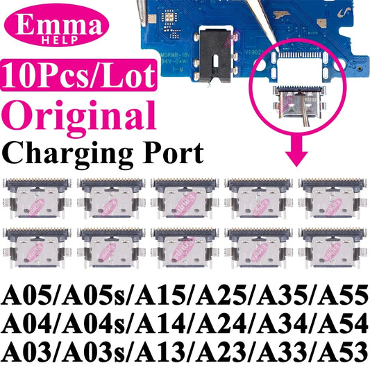 10 Uds conector de puerto de carga Original para Samsung A15 A05S A25 A35 A55 A13 A04S A14 A23 A33 A24 A34 A54 A53 Pin de cargador USB Plu