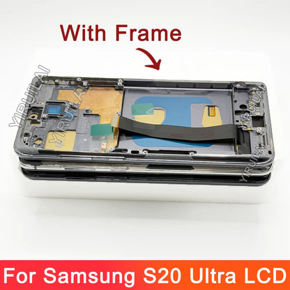 TFT S20 Ultra LCD con marco para Samsung S20 Ultra 5G LCD G988 G988B SM-G988U pantalla táctil digitalizador reemplazo