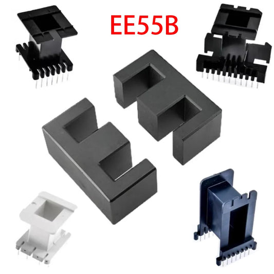 Núcleo Ferrita EE55B (PC40/PC95/PC44) con Bobina Vertical/Horizontal (8/14/20 Pines)