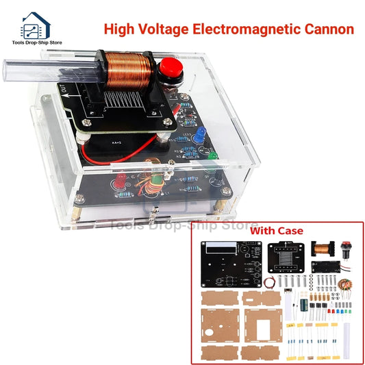 Kit DIY Cañón Electromagnético Alto Voltaje (3V DC) - Módulo Booster Bobina y PCB Práctica Soldadura