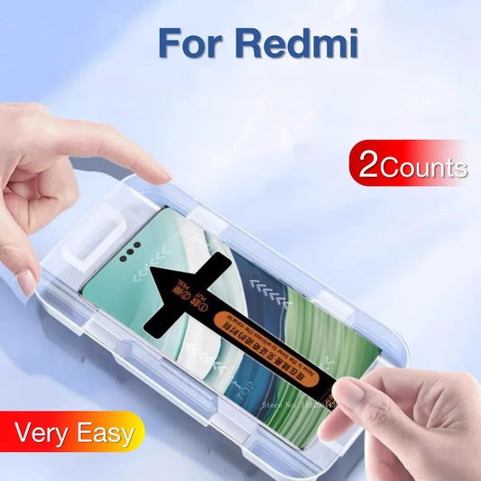 2Pcs for Xiaomi Redmi Note 13 14 Pro Plus 12 11 Pro + Red Mi Toughened Glass Screen Protector Protective with Install Kit