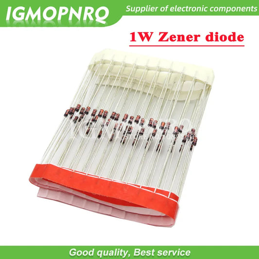 Diodo Zener 1W DO-35 (6.2V-12V) 1N4735A a 1N4742A - Pack 100 Unidades (Valores Surtidos)