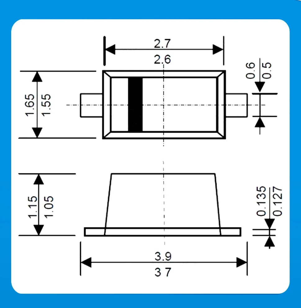 Diodo Schottky SMD (SS12/SS14/SS24/SS26/SS34/SS36/SS54/SS110/SS2200, SMA) (20 Unidades)