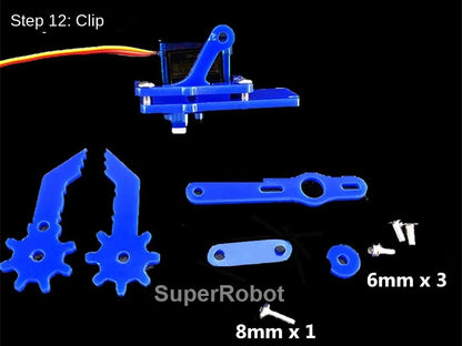 Kit Garra Brazo Robot Manipulador Mecánico Acrílico 4-DOF (Desarmado, para SG90/MG90S) Arduino STEAM