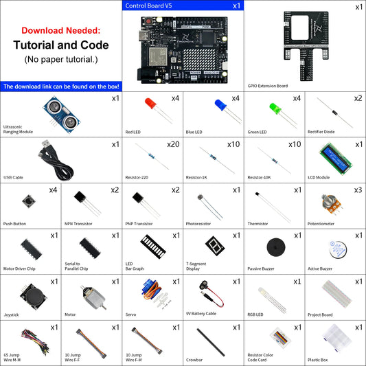 Kit Inicio Freenove Super para Arduino UNO R4 WiFi Mini (V5, ARM Cortex-M4, 172 Items, 60 Proyectos, Tutorial 305 Págs)