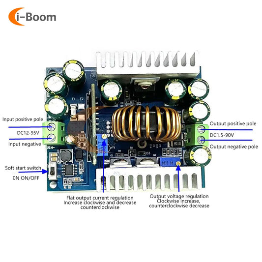 Módulo Convertidor Buck DC 12-95V a 1.5-90V 18A Regulador Voltaje Ajustable