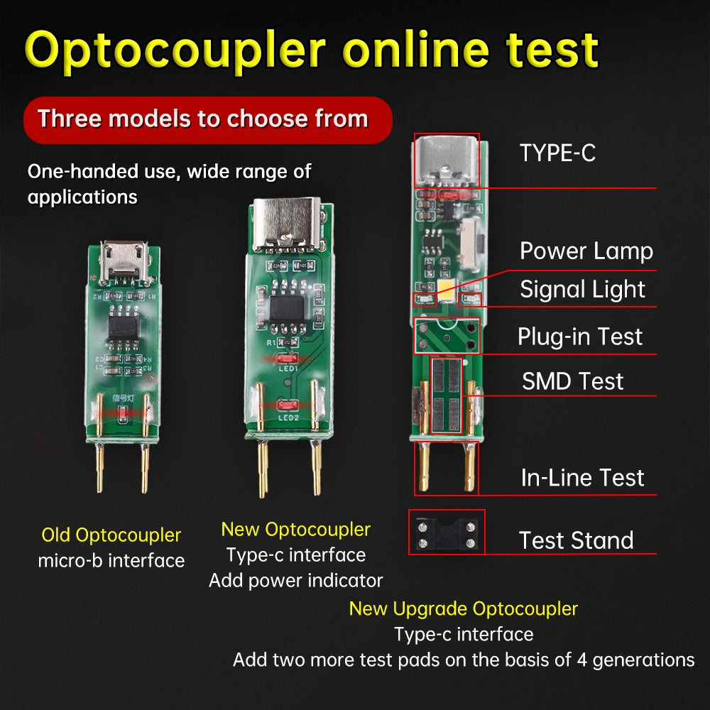 Tester Optoacopladores 4-Pin (v3.0-v6.0) Herramienta Prueba Online Reparación Electrónica Interface USB-C/Micro-B