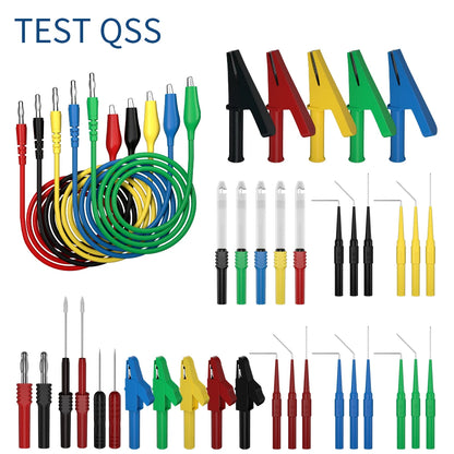 Kit Puntas Prueba Multímetro QSS (41 Pzs) - Banana 4mm, Pinzas Cocodrilo, Sondas Perforadoras