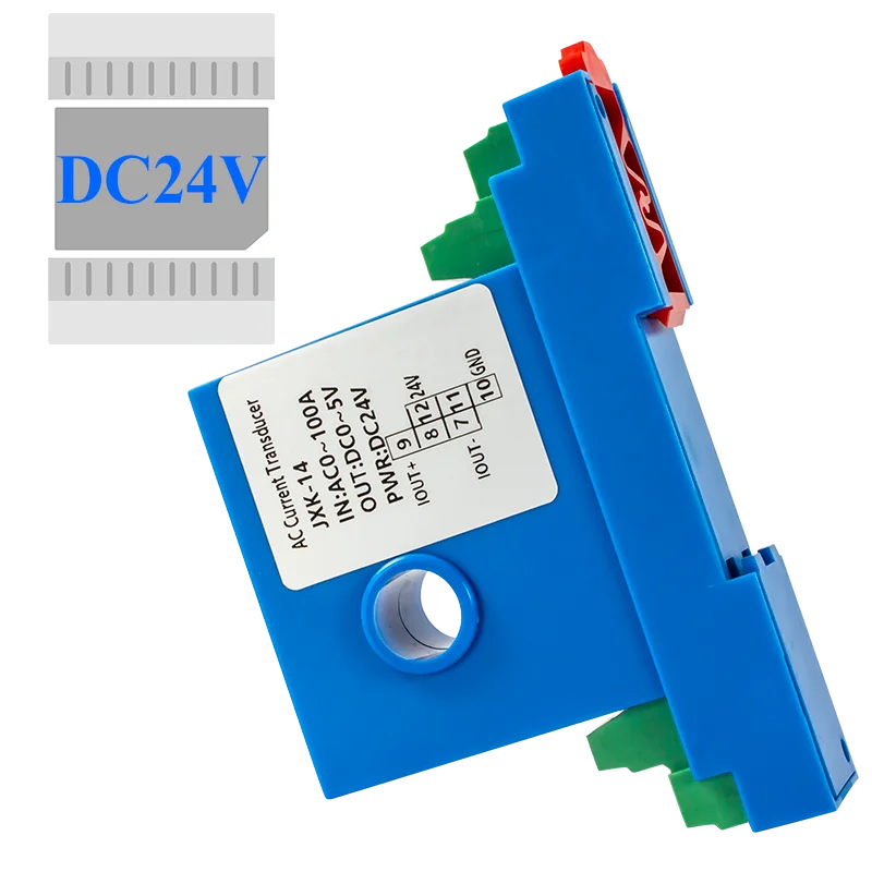 Transmisor/Transductor Corriente AC/DC 0-10A a 150A a 0-10V/0-5V/4-20mA Agujero 8mm/12mm DC24V