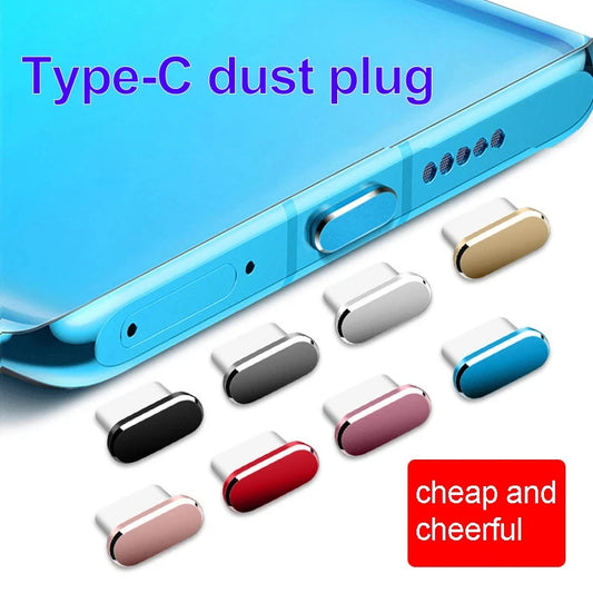 Tapón Antipolvo Metálico para Puerto Carga USB Tipo C (Protector Tapa) para Samsung/Huawei/Xiaomi (2 Piezas)