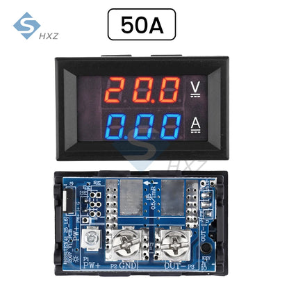 Voltímetro Amperímetro Digital DC (7-100V, 20A/50A Shunt Integrado) - Panel Display LED Dual 0.28"