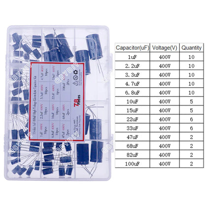 Kit Surtido Capacitores Electrolíticos (1uF-1000uF, 16V-50V)