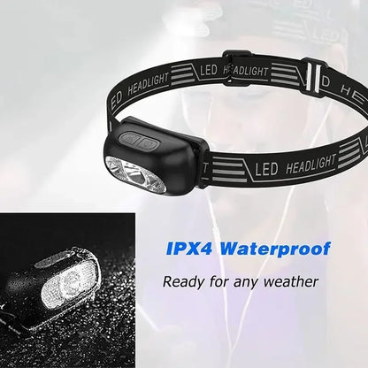 Linterna Frontal LED Portátil Luz Fuerte con Sensor (Recargable USB) para Camping Exterior/Pesca/Emergencia