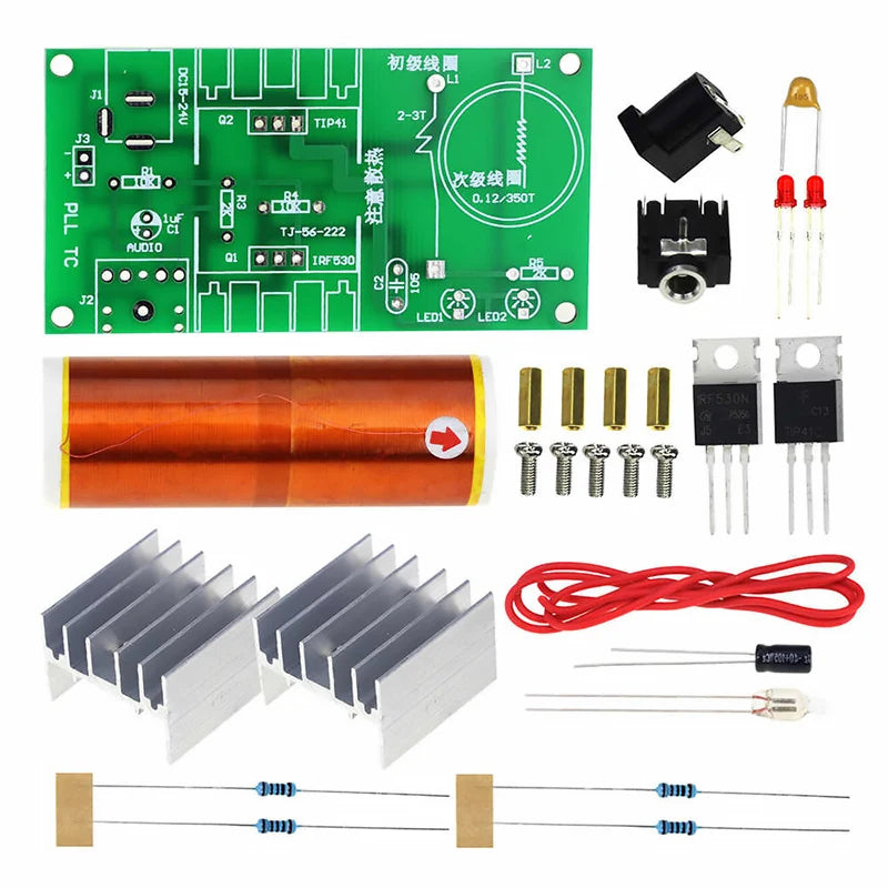 Kit DIY Bobina Tesla Divertida con Arco y Audio - Producción/Ensamblaje Electrónico Experimental (Soldar)