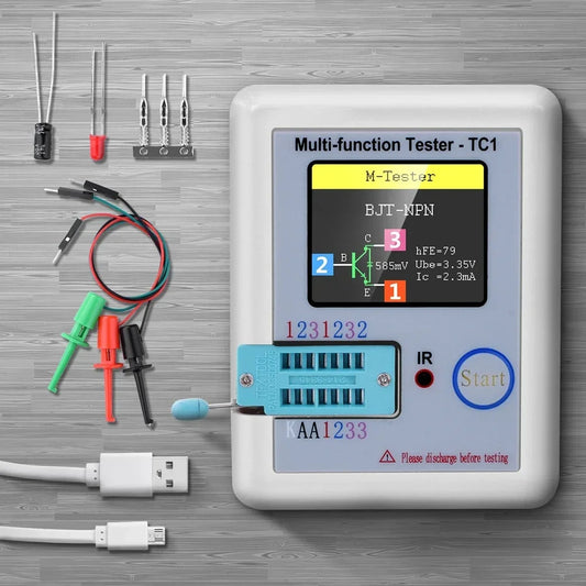 Tester Transistor LCR-TC1 (Pantalla TFT 1.8") - Medidor Multifunción Diodo, Triodo, Capacitor, Resistencia (MOSFET/NPN/PNP/TRIAC)