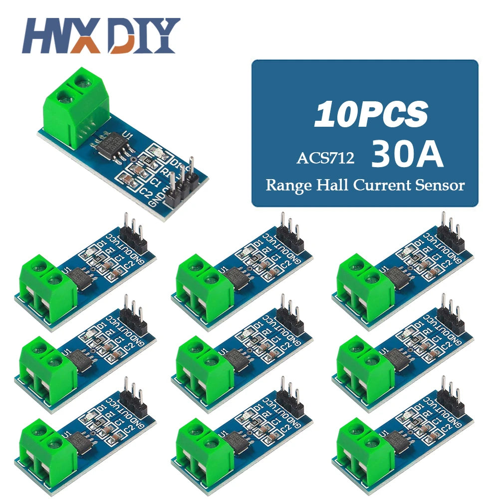 Módulo Sensor Corriente Hall ACS712 (Rango 5A/20A/30A) para Arduino DIY Kit Electrónico (5/10 Unidades)