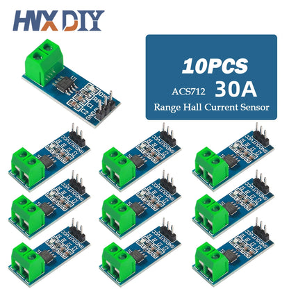 Módulo Sensor Corriente Hall ACS712 (Rango 5A/20A/30A) para Arduino DIY Kit Electrónico (5/10 Unidades)