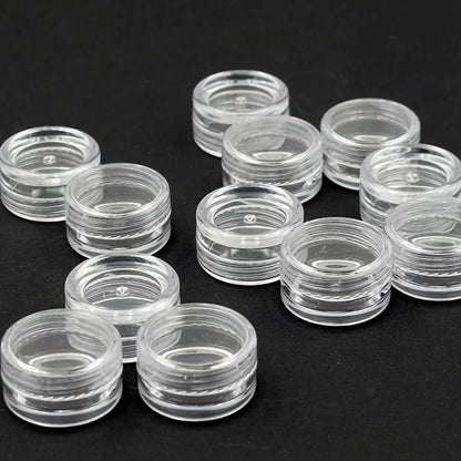 Caja Almacenamiento Plástico Transparente Redonda Pequeña para Joyería/Cuentas/Maquillaje (Set 50 Unidades)