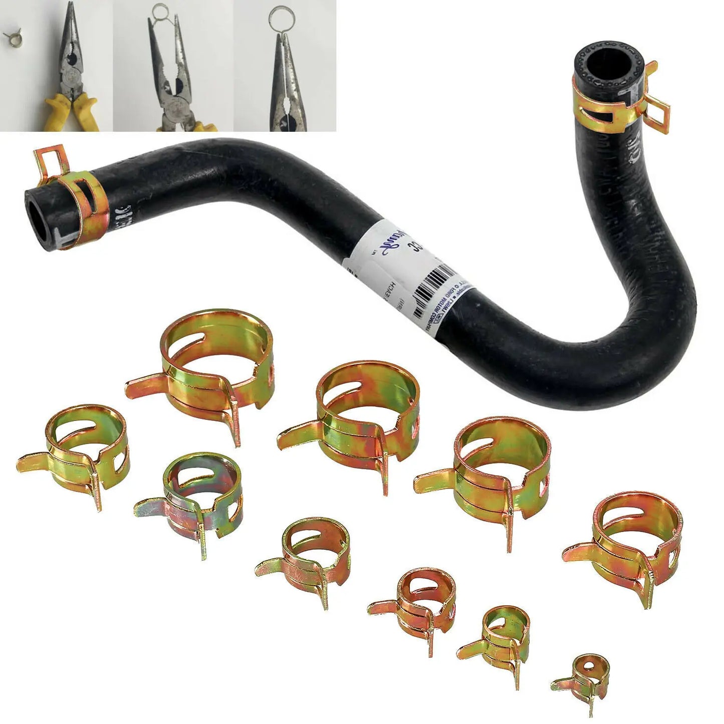Kit Abrazaderas Resorte para Manguera Vacío/Silicona/Combustible (6/7/8/9/10mm) Automotriz (80 Piezas)