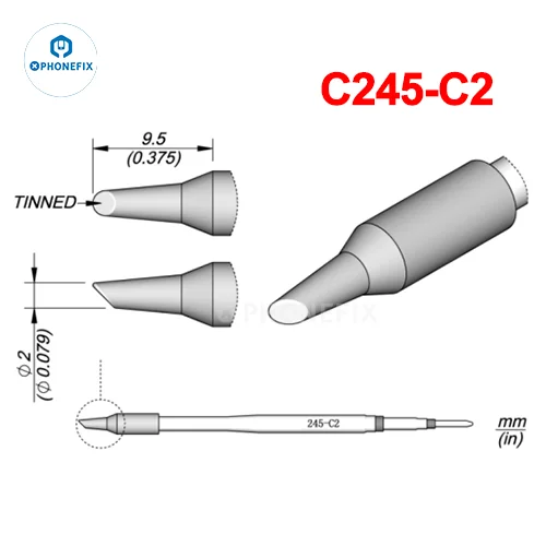 Puntas Cautín Soldador PHONEFIX Serie C245/C470 para Estación JBC / Mango Universal T245/T470 (Reparación PCB/IC)