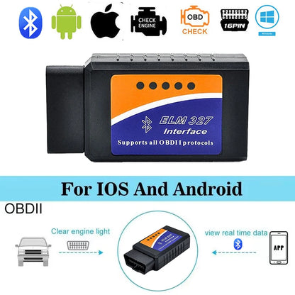 Scanner Diagnóstico Auto ELM327 V2.1 OBD2 Bluetooth Lector Códigos Detector Fallos Automotriz para Android/iOS