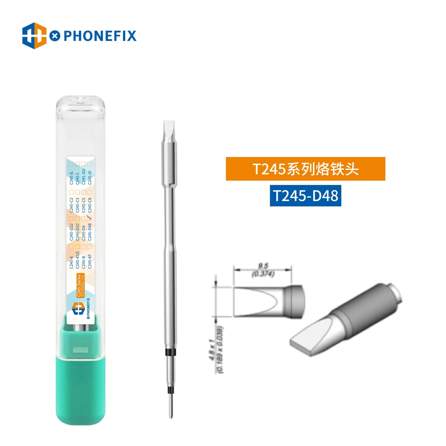 Puntas Cautín Soldador PHONEFIX Serie C245/C470 para Estación JBC / Mango Universal T245/T470 (Reparación PCB/IC)