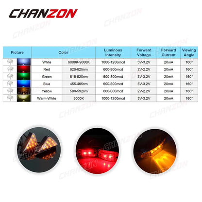 100pcs LED Piranha Flat Top Light Emitting Diode Lamp White Red Green Blue Yellow Color 2V 3V Indicator DIY DIP PCB Circuit Bulb