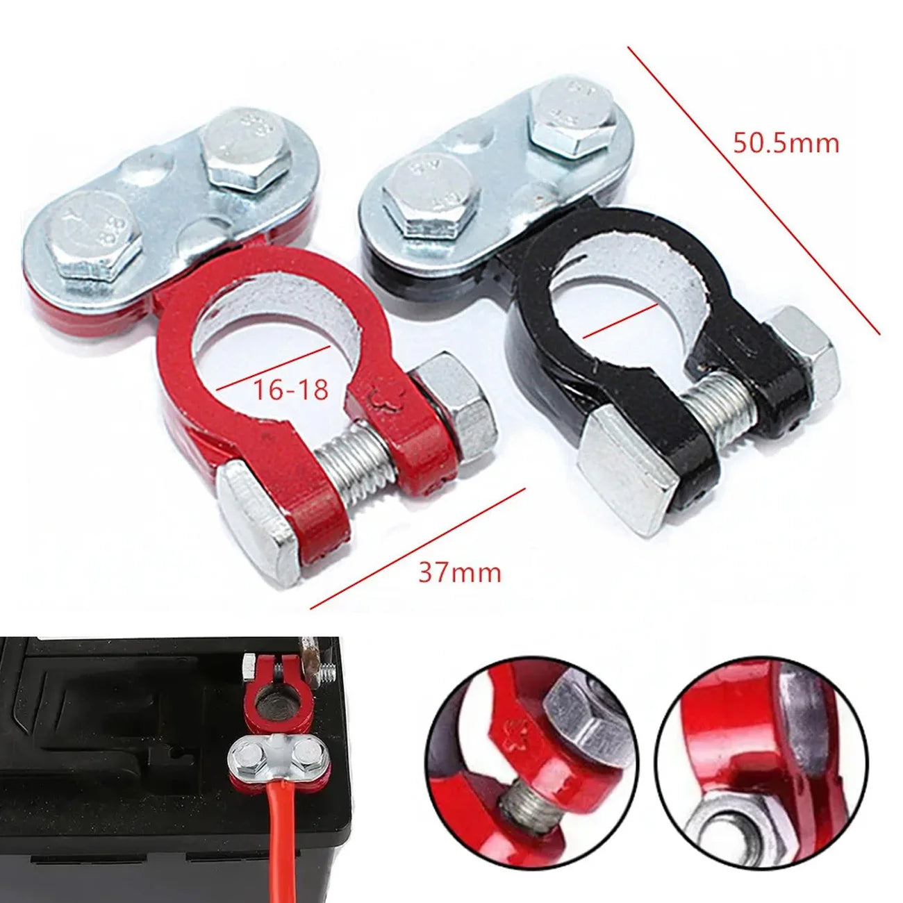 Conectores Terminal Batería Auto Liberación Rápida 12V/24V Positivo/Negativo Extremos Cable para Tipo SAE/JIS (2 Piezas)