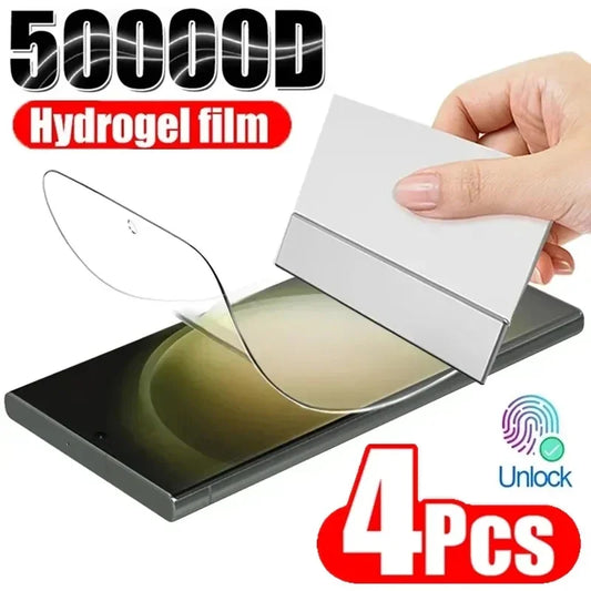 Film Hidrogel Cobertura Completa para Samsung S8-S10 Plus/S10E/S20 FE/S21-S24 Ultra/Note 10+/Note 20 Ultra (4 Unidades)
