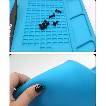 Alfombrilla Silicona ESD Aislante Térmica Resistente Calor para Soldadura Reparación Computadora/Teléfono (Kit Mantenimiento)