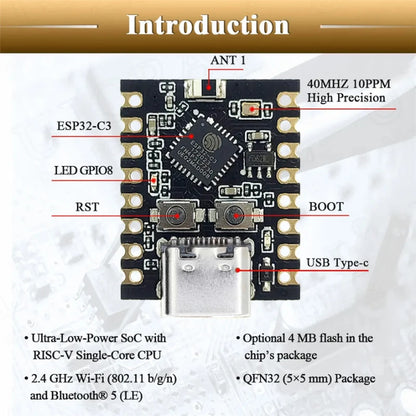 Placa Desarrollo ESP32-C3 SuperMini WiFi Bluetooth para Arduino (1-10 Unidades)