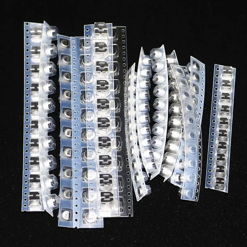 Kit Surtido Capacitor Electrolítico Aluminio SMD (1uF-220uF, 10V-50V, 13 Valores x 10 Unidades) - Pack 130 Piezas