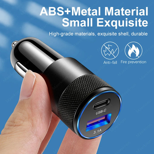 Cargador Auto USB 80W PD Tipo-C Carga Rápida Adaptador para iPhone 14/13/12 Pro/Xiaomi/Huawei/Samsung QC3.0